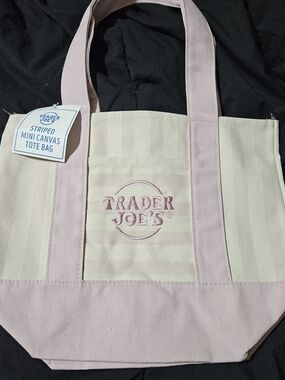Pink Striped Mini Canvas Tote Bag